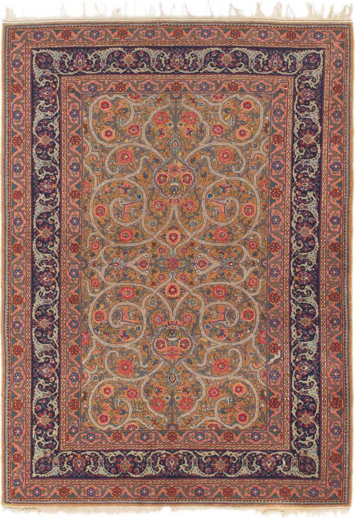 4' 9 x 6' 7 Hand Knotted Mashad Persian Wool Rug