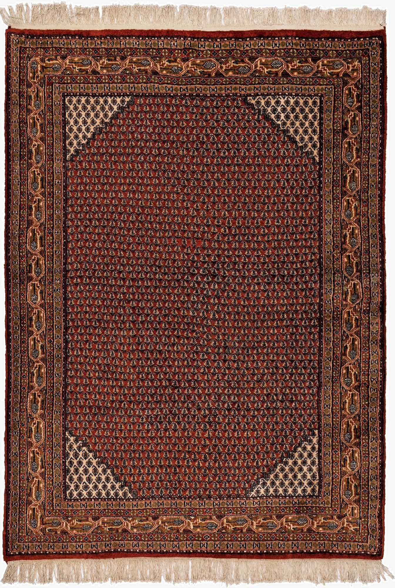 4' 1 x 5' 10  Hand Knotted Mir Oriental Wool Rug