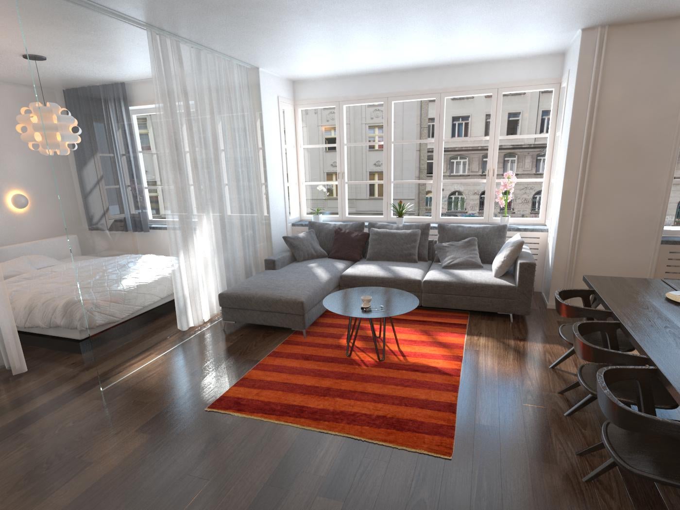 5' 7 x 8' 3 Hand Knotted Modern Ziegler Oriental Rug