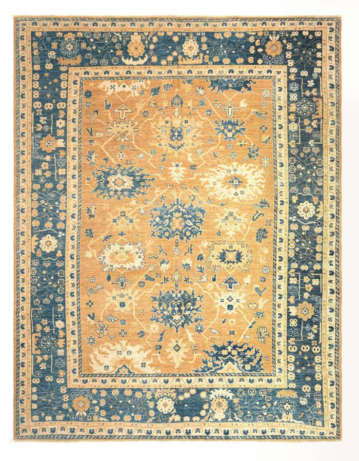 Detail image of 8' 10 x 11' 6 Hand Knotted Oushak Wool Rug