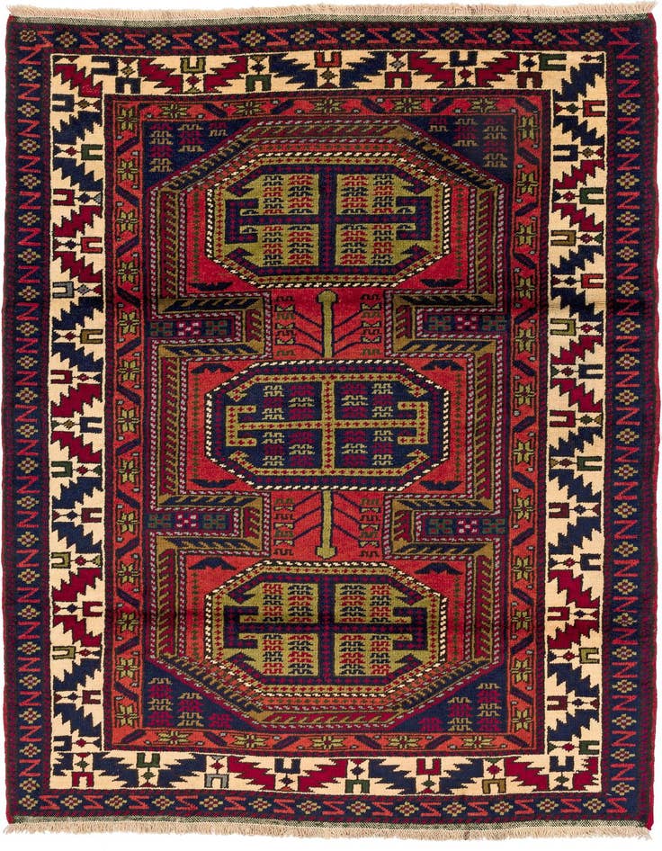 Detail image of 3' 9 x 6' 1 Hand Knotted Shiraz Wool Rug