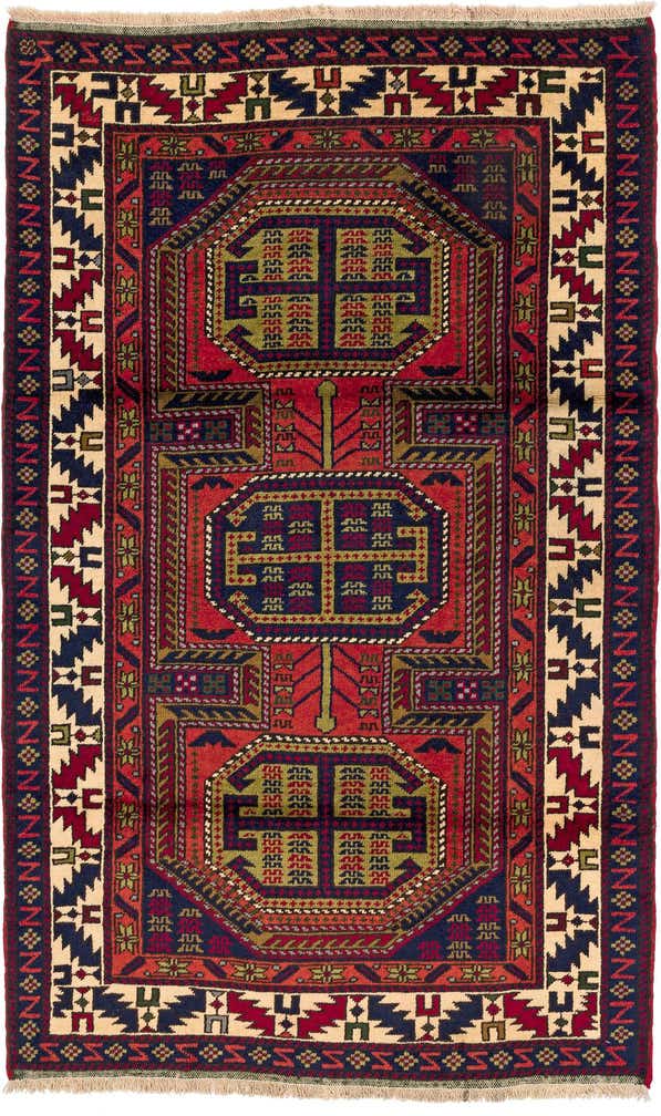 3' 9 x 6' 1 Hand Knotted Shiraz Wool Rug