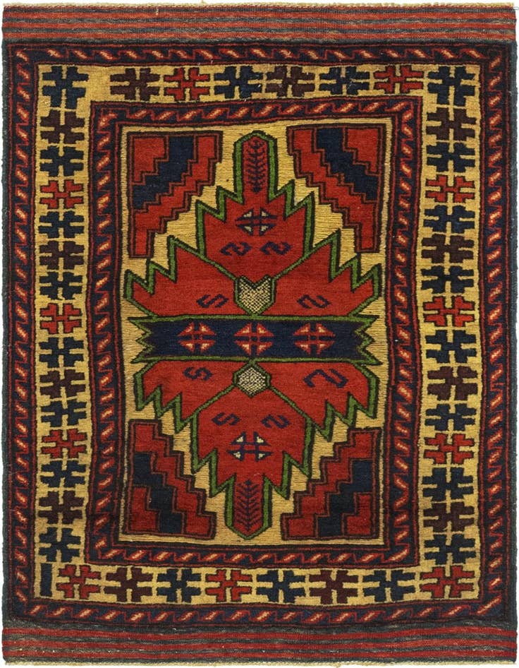 Detail image of 2' 8 x 4' 11 Hand Knotted Sumak Wool Rug