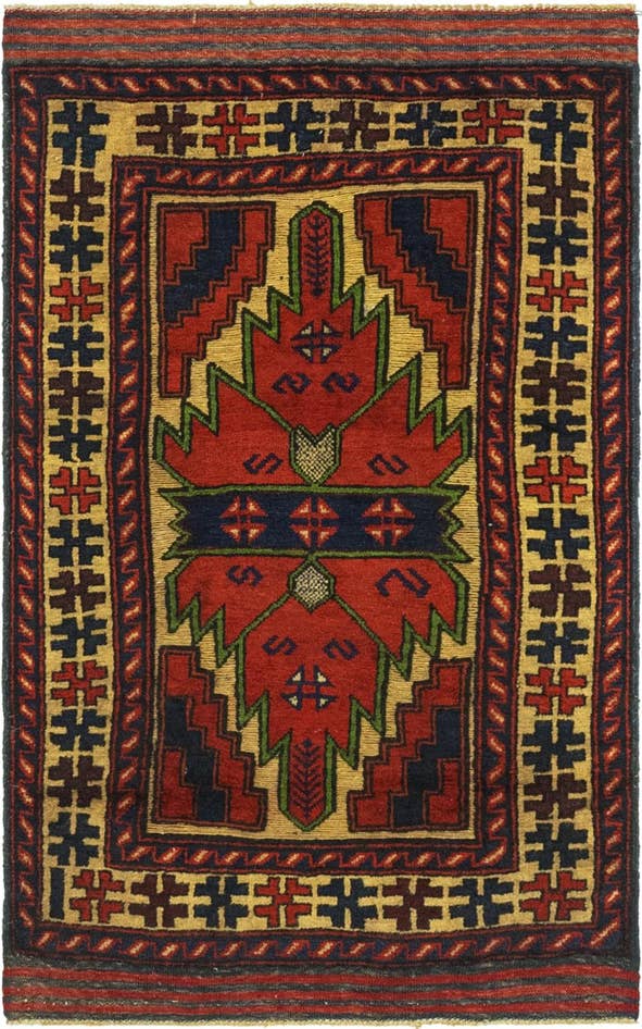 Detail image of 2' 8 x 4' 11 Hand Knotted Sumak Wool Rug