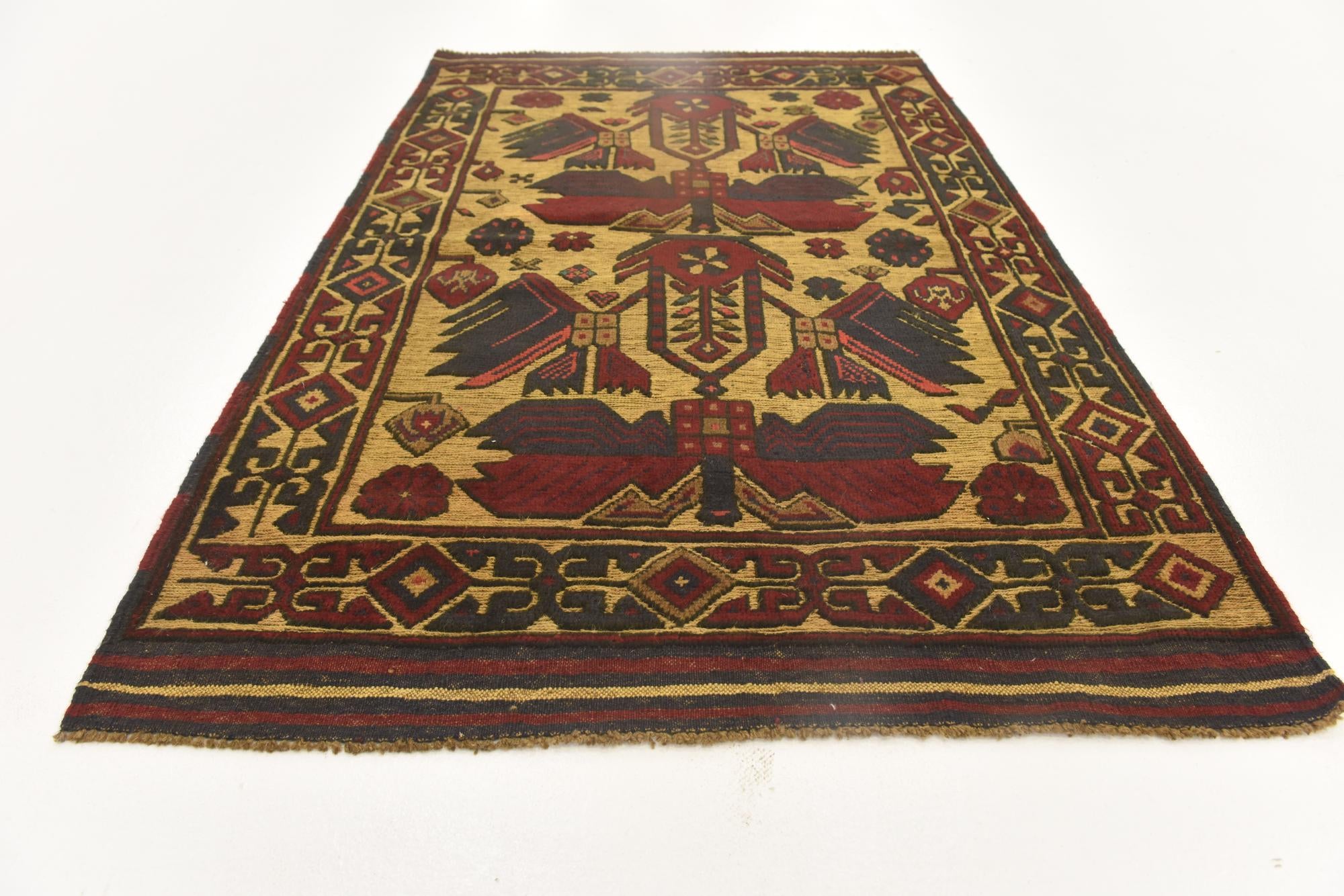 3' 2 x 5' Hand Knotted Sumak Wool Rug