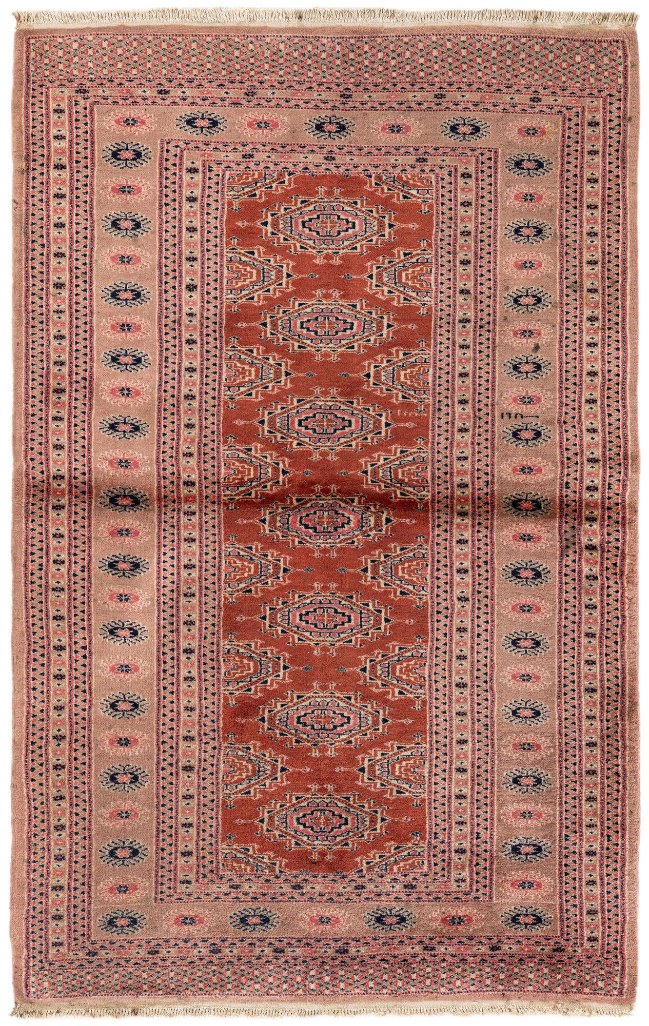 3' 3 x 5' 1 Hand Knotted Torkaman Oriental Wool Rug