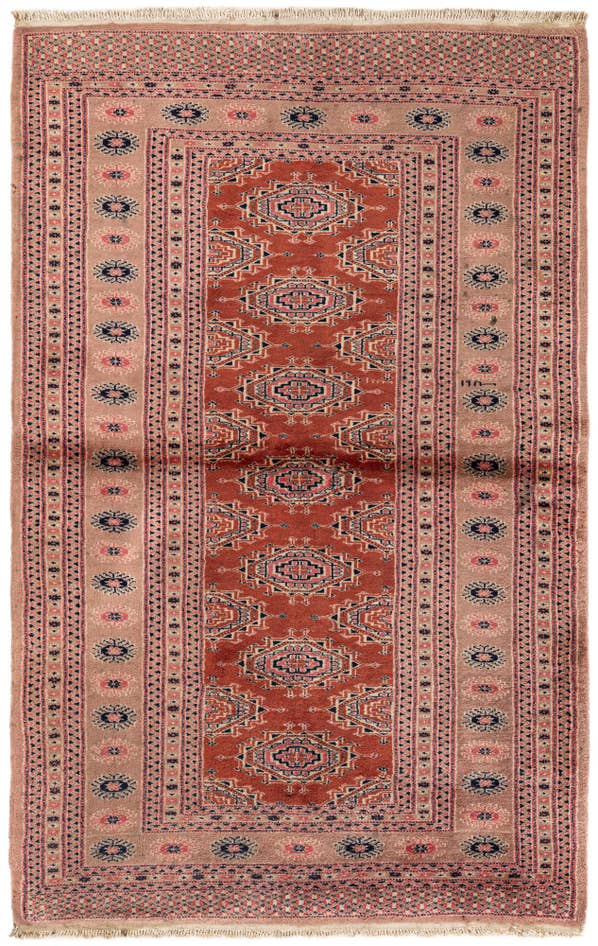 Detail image of 3' 3 x 5' 1 Hand Knotted Torkaman Oriental Wool Rug