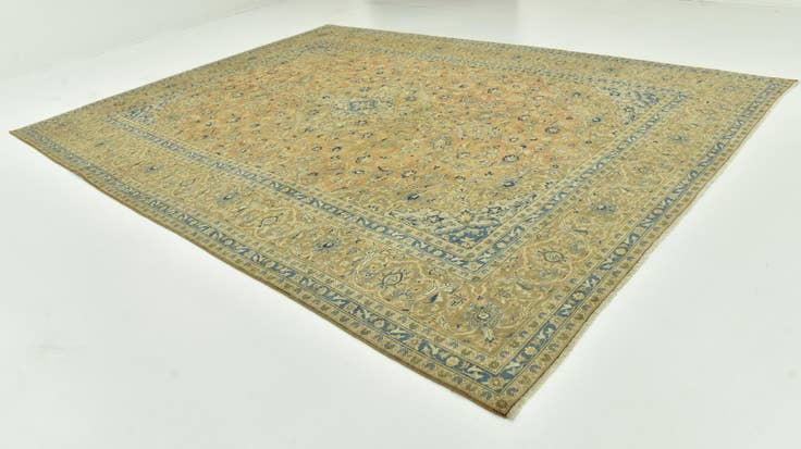 Detail image of 9' 6 x 13' Hand Knotted Ultra Vintage Persian Wool Rug