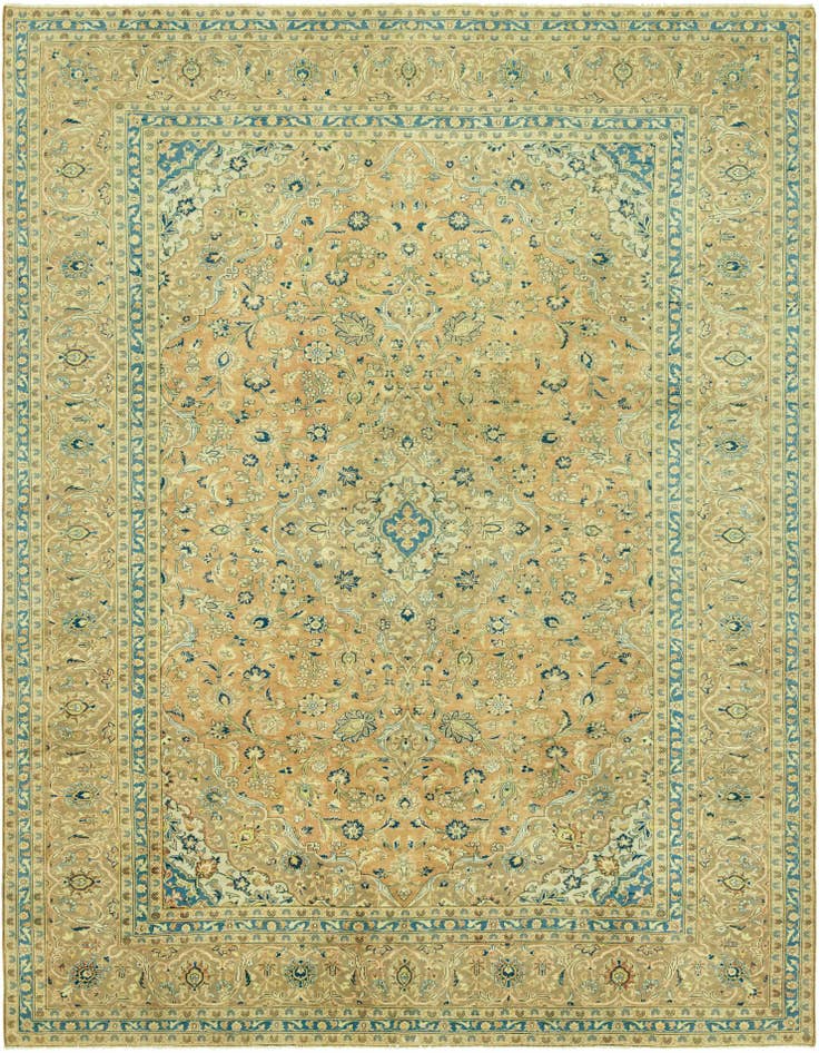 Detail image of 9' 6 x 13' Hand Knotted Ultra Vintage Persian Wool Rug