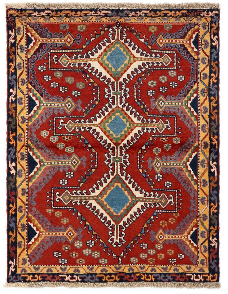 Detail image of 3' 5 x 4' 11 Hand Knotted Yalameh Persian Wool Rug