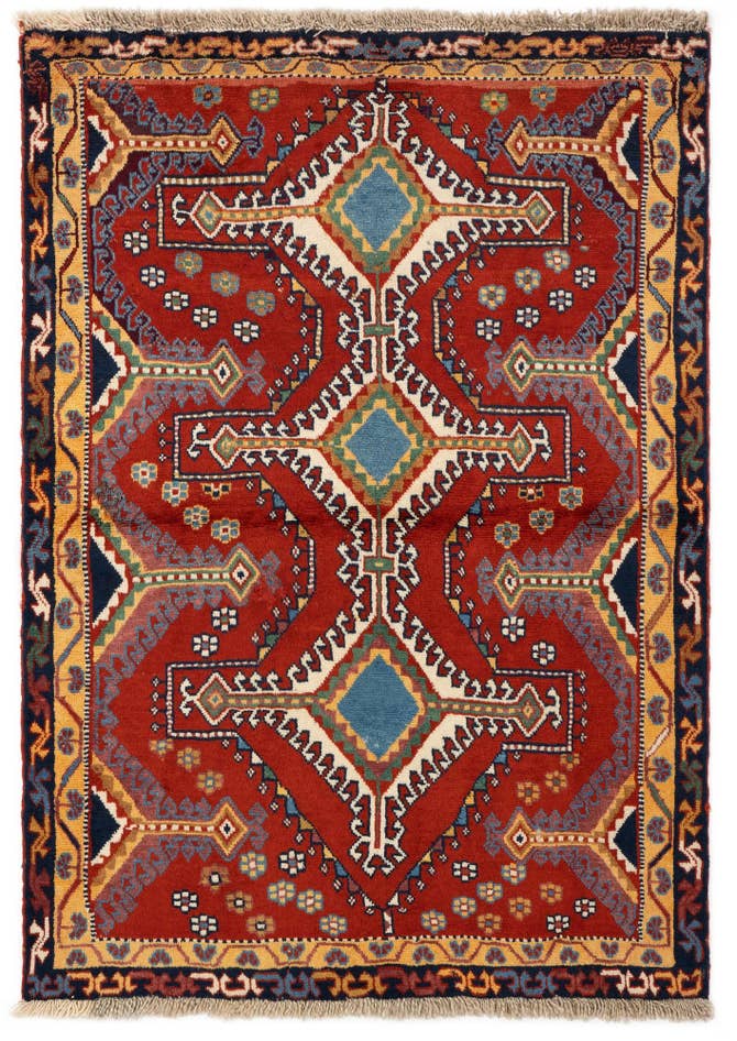 Detail image of 3' 5 x 4' 11 Hand Knotted Yalameh Persian Wool Rug