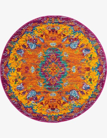 Orange Calypso Round Rug