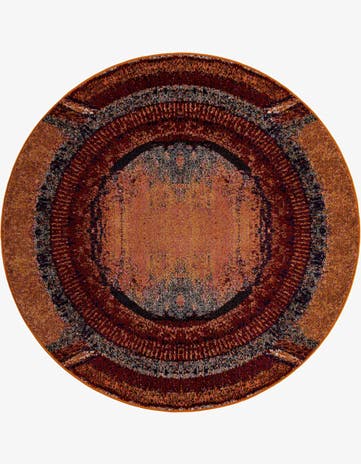 Orange Washable Hyacinth Round Rug
