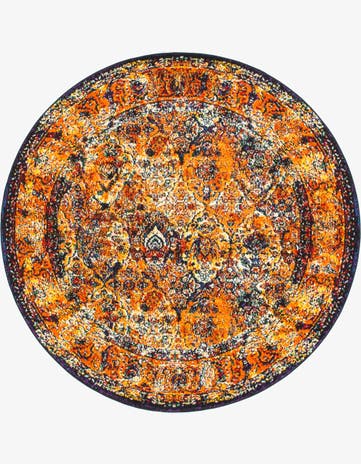 Orange Venice Round Rug