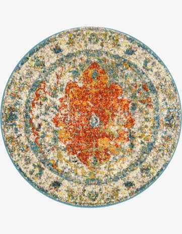 Orange Venice Round Rug