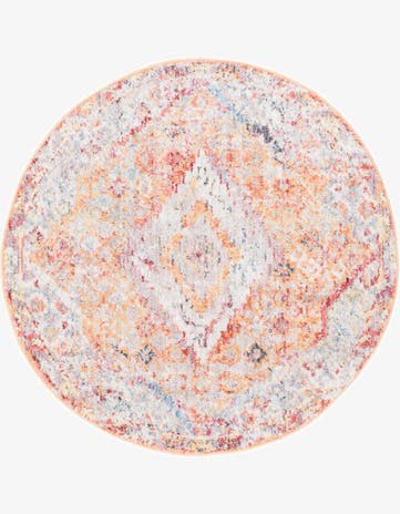 Orange Williamsburg Round Rug