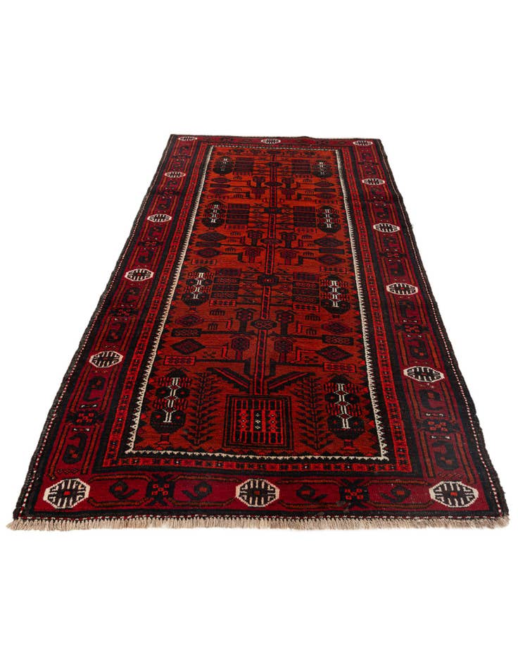 Detail image of 3' 7 x 7' 3  Hand Knotted Afghan Ersari Wool Runner Rug