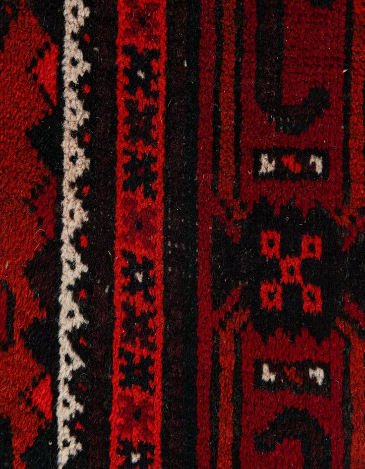 Detail image of 3' 7 x 7' 3  Hand Knotted Afghan Ersari Wool Runner Rug