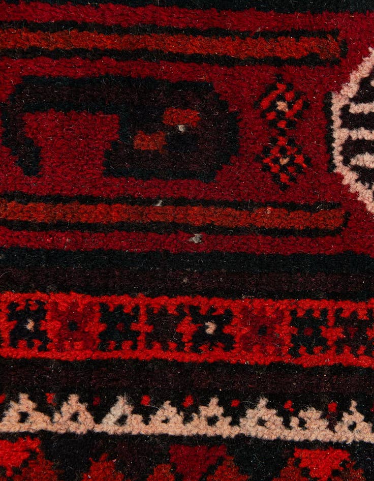 Detail image of 3' 7 x 7' 3  Hand Knotted Afghan Ersari Wool Runner Rug