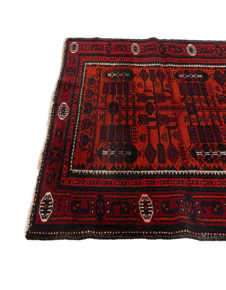 Detail image of 3' 7 x 7' 3  Hand Knotted Afghan Ersari Wool Runner Rug