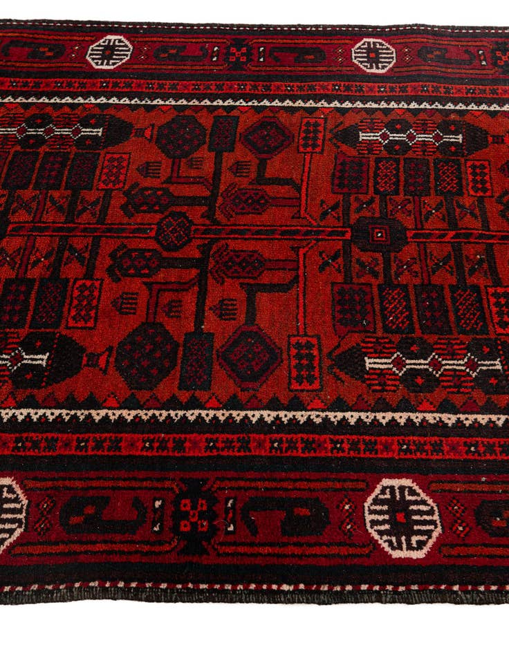 Detail image of 3' 7 x 7' 3  Hand Knotted Afghan Ersari Wool Runner Rug
