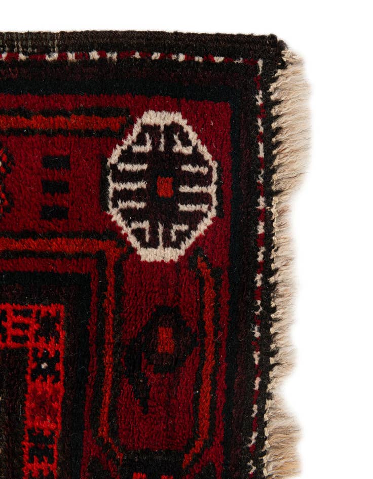 Detail image of 3' 7 x 7' 3  Hand Knotted Afghan Ersari Wool Runner Rug