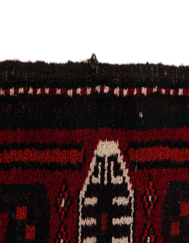 Detail image of 3' 7 x 7' 3  Hand Knotted Afghan Ersari Wool Runner Rug