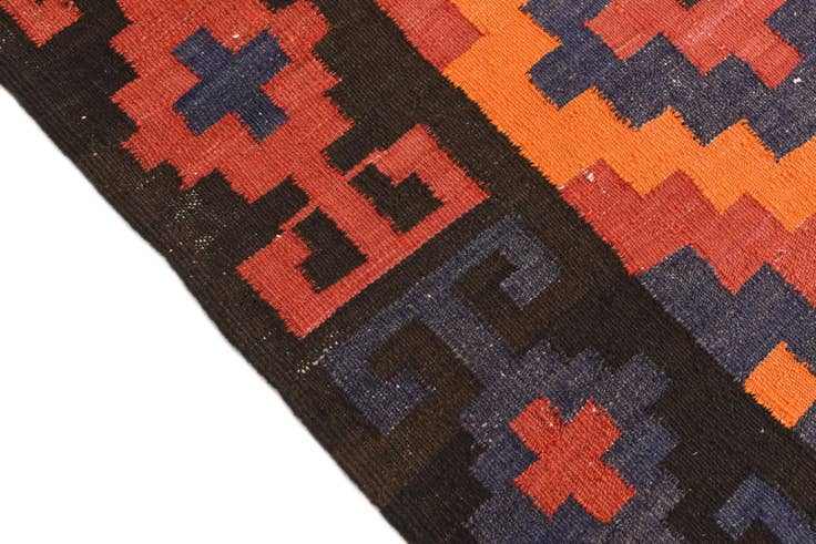 Detail image of 4' 8 x 13' 7 Hand Woven Kilim Afghan Wool Runner Rug