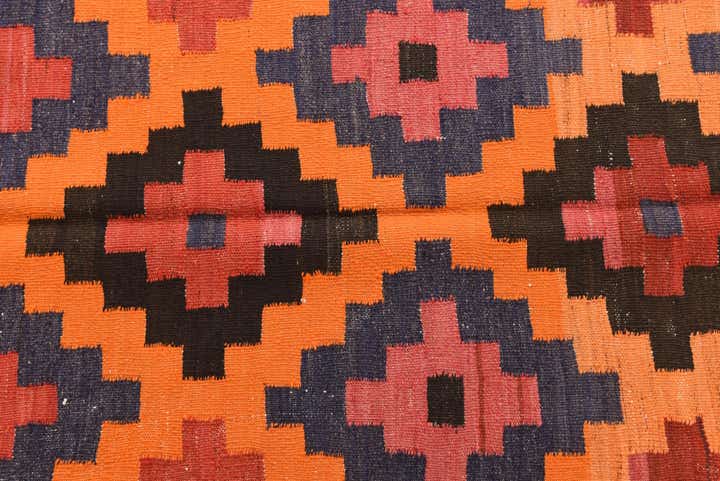 4' 8 x 13' 7 Hand Woven Kilim Afghan Wool Runner Rug