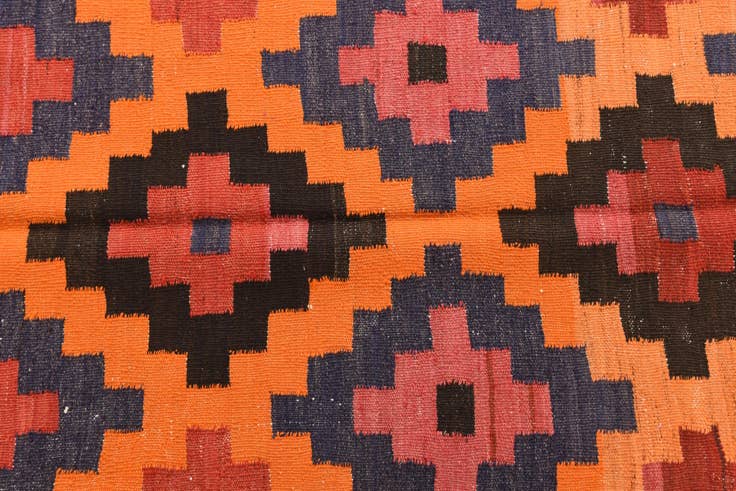 Detail image of 4' 8 x 13' 7 Hand Woven Kilim Afghan Wool Runner Rug