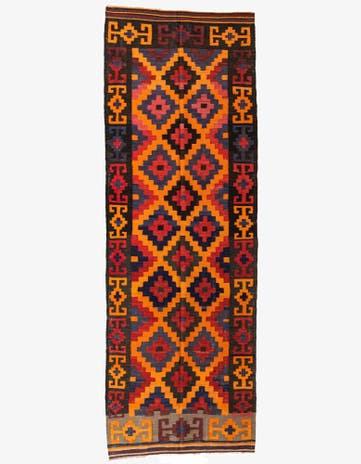 4' 8 x 13' 7 Hand Woven Kilim Afghan Wool Runner Rug