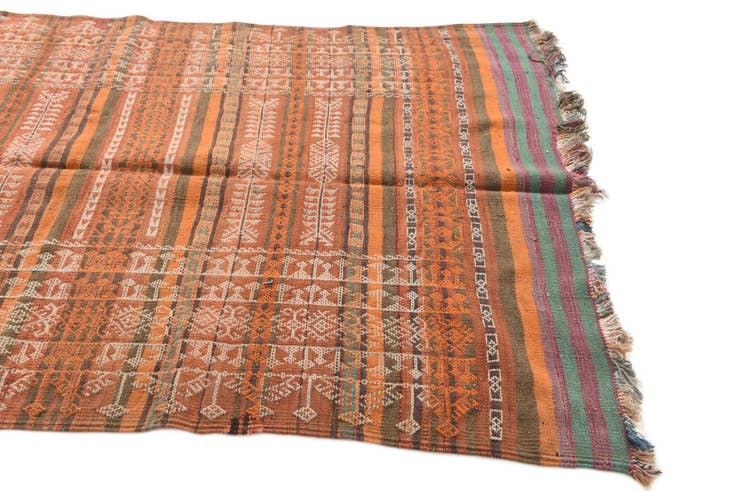 Detail image of 4' 3 x 10' 7 Hand Knotted Kilim Fars Persian Wool Runner Rug