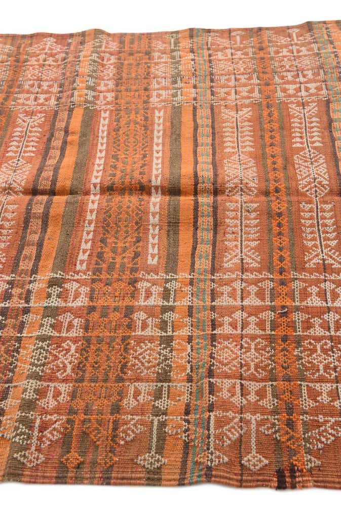 4' 3 x 10' 7 Hand Knotted Kilim Fars Persian Wool Runner Rug