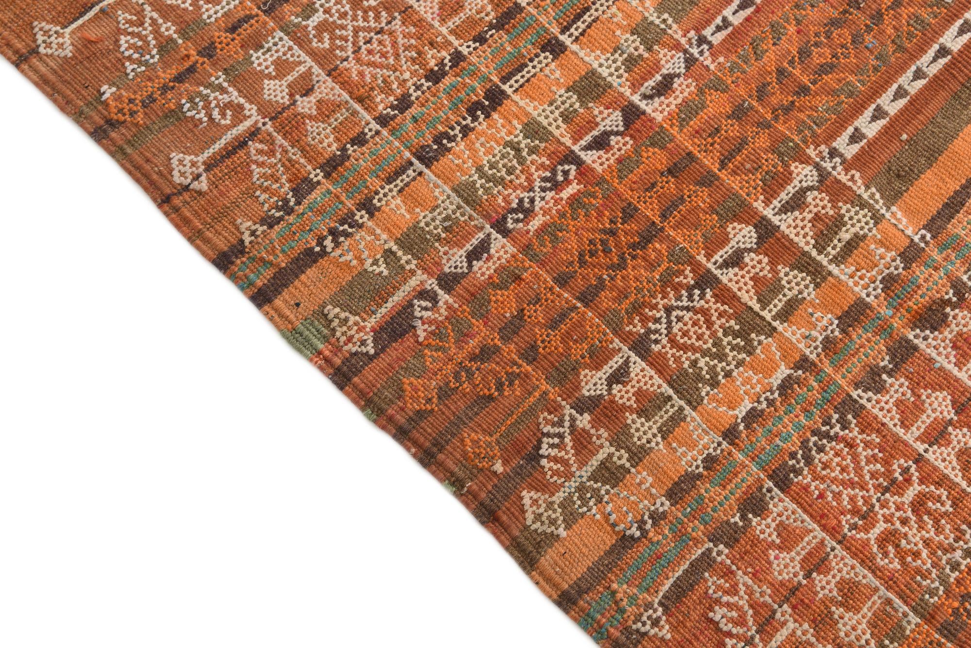 4' 3 x 10' 7 Hand Knotted Kilim Fars Persian Wool Runner Rug