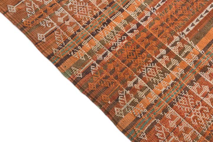 4' 3 x 10' 7 Hand Knotted Kilim Fars Persian Wool Runner Rug