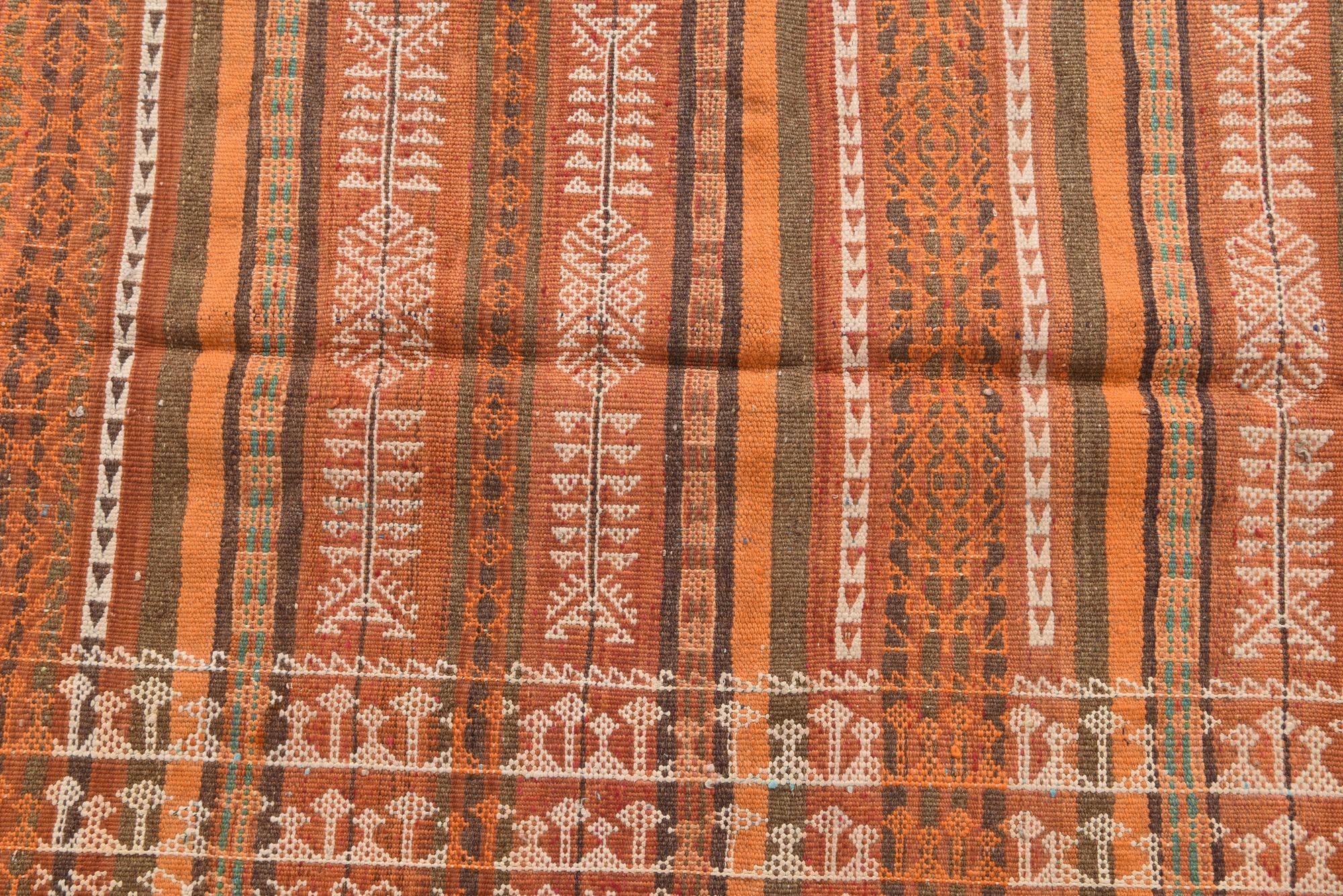 4' 3 x 10' 7 Hand Knotted Kilim Fars Persian Wool Runner Rug