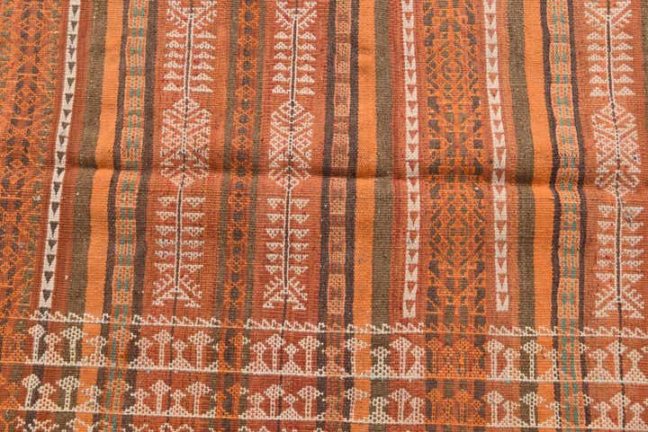 4' 3 x 10' 7 Hand Knotted Kilim Fars Persian Wool Runner Rug