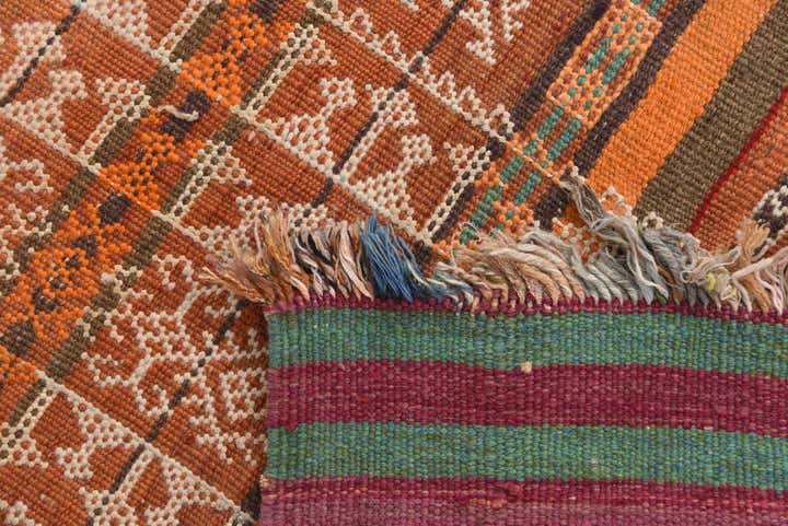 4' 3 x 10' 7 Hand Knotted Kilim Fars Persian Wool Runner Rug