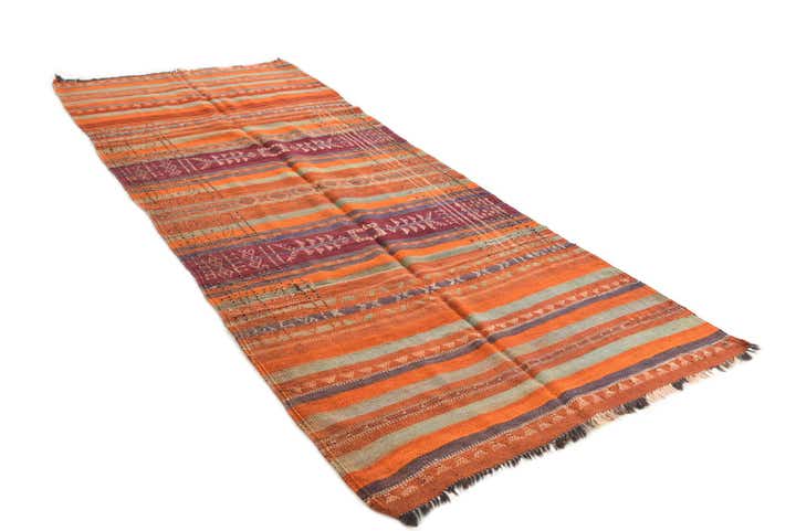 3' 9 x 9' 10 Hand Woven Kilim Fars Wool Runner Rug