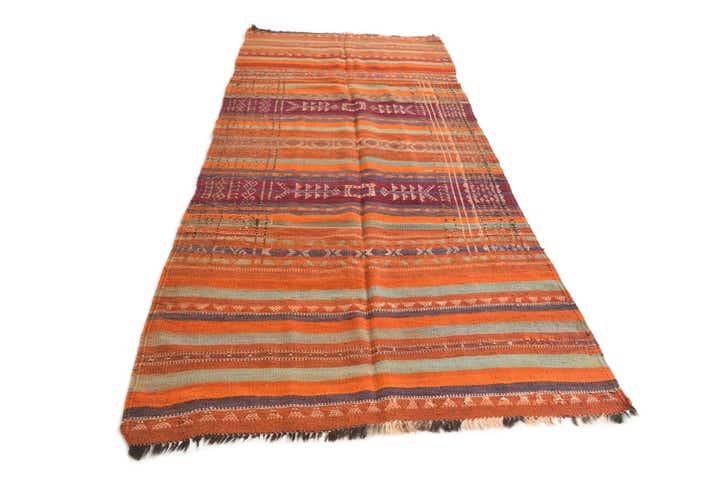 3' 9 x 9' 10 Hand Woven Kilim Fars Wool Runner Rug