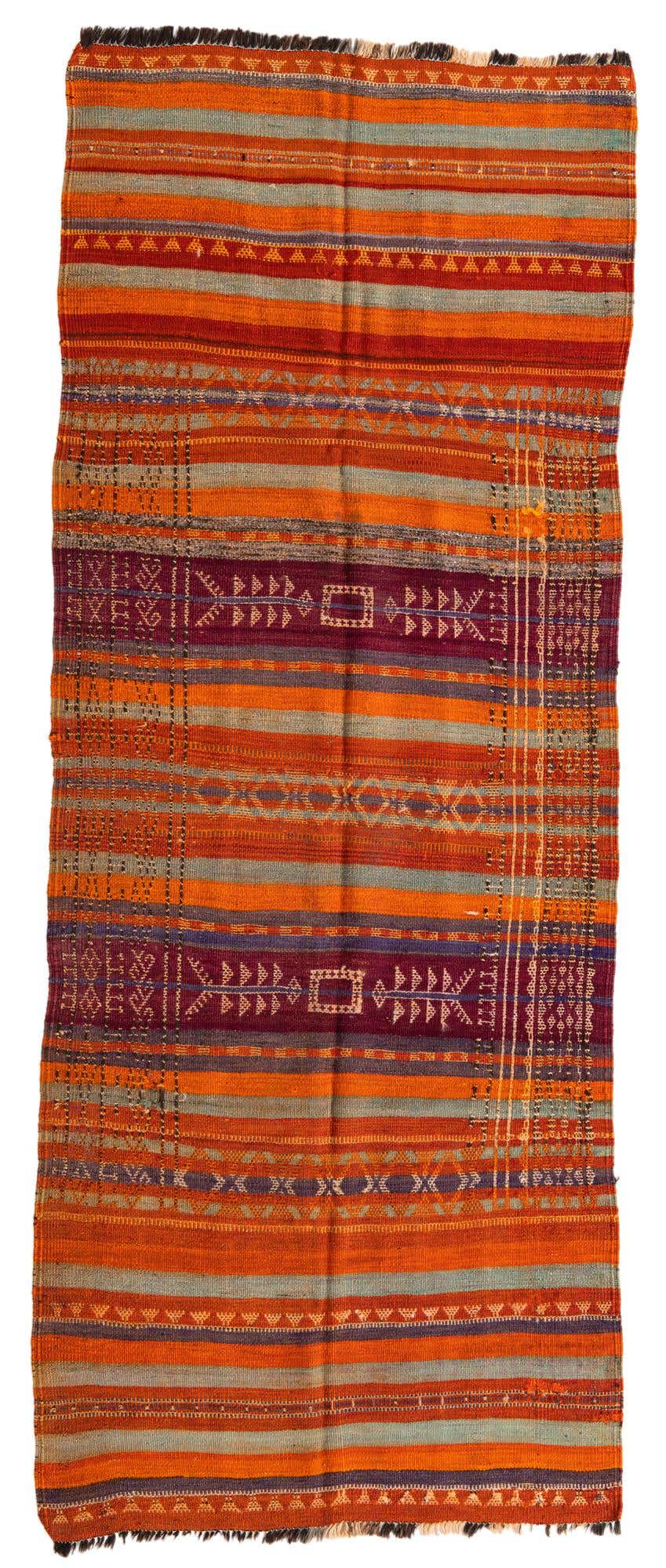 3' 9 x 9' 10 Hand Woven Kilim Fars Wool Runner Rug