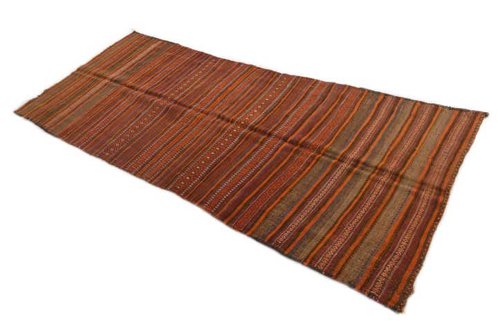 3' 2 x 7' 6 Hand Woven Kilim Fars Wool Runner Rug