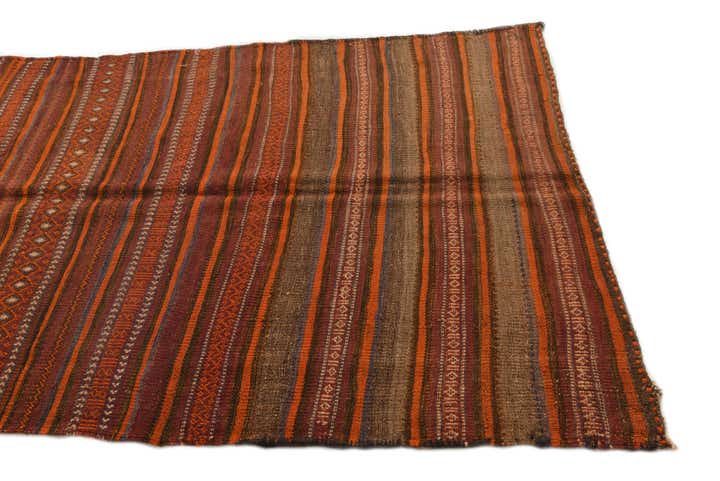 3' 2 x 7' 6 Hand Woven Kilim Fars Wool Runner Rug