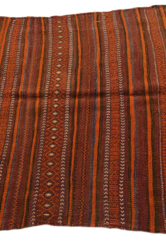 3' 2 x 7' 6 Hand Woven Kilim Fars Wool Runner Rug