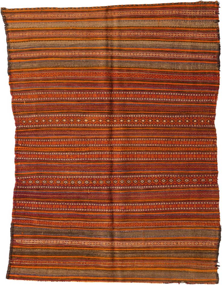 Detail image of 3' 2 x 7' 6 Hand Woven Kilim Fars Wool Runner Rug