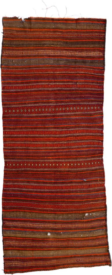 Detail image of 3' 2 x 7' 6 Hand Woven Kilim Fars Wool Runner Rug