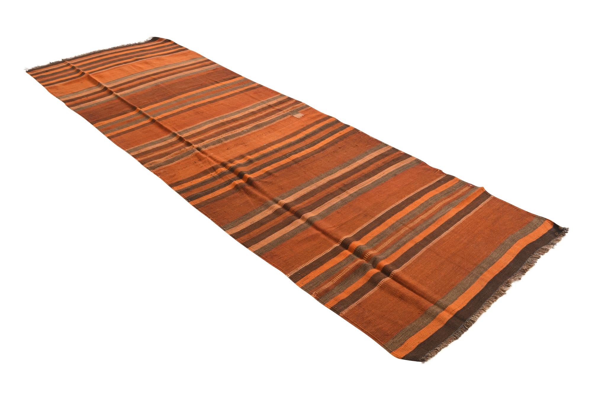 3' 8 x 11' Hand Woven Kilim Fars Wool Runner Rug