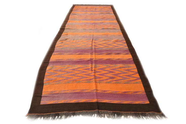 Detail image of 5' 3 x 14' 4 Hand Woven Kilim Fars Wool Runner Rug
