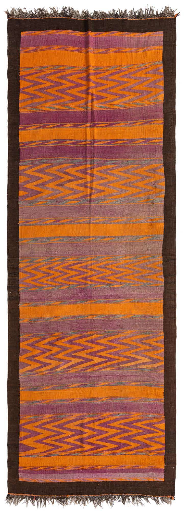 5' 3 x 14' 4 Hand Woven Kilim Fars Wool Runner Rug