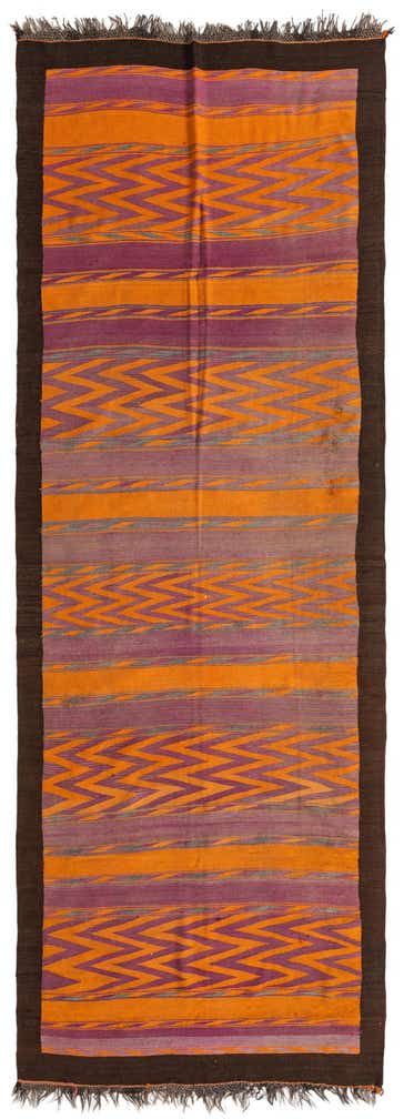 5' 3 x 14' 4 Hand Woven Kilim Fars Wool Runner Rug